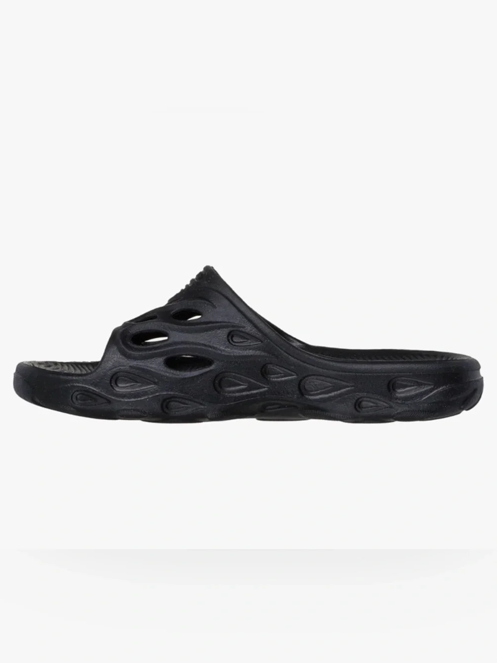 Skechers Black Foam Slide with Tear-Shaped Cutouts